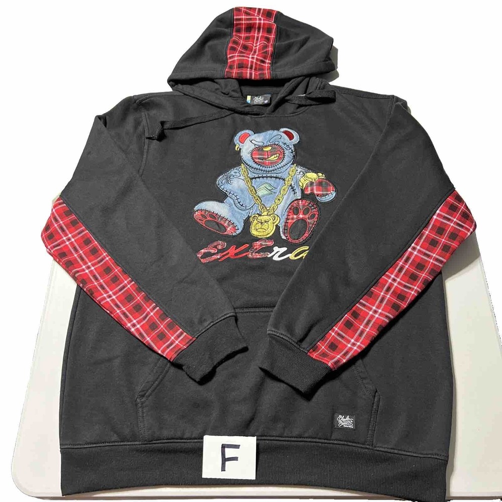 Bleecker & Mercer Men Hoodie EXTRA Black Gold Bear Size 3X Sweatshirt Hip hop